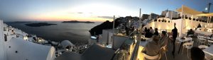 Watching the sun set from Restaurant Onar in Firostefani, Santorini, Greece